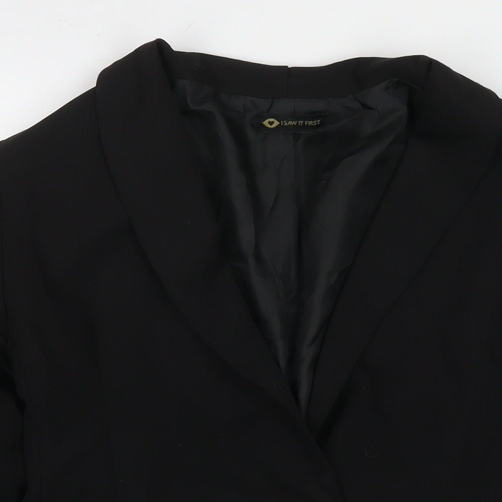 I SAW IT FIRST Womens Black Jacket Blazer Size 8 Button