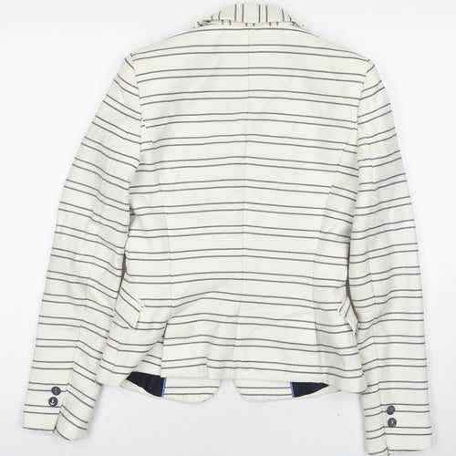 Zara Womens White Striped Jacket Blazer Size XS Button