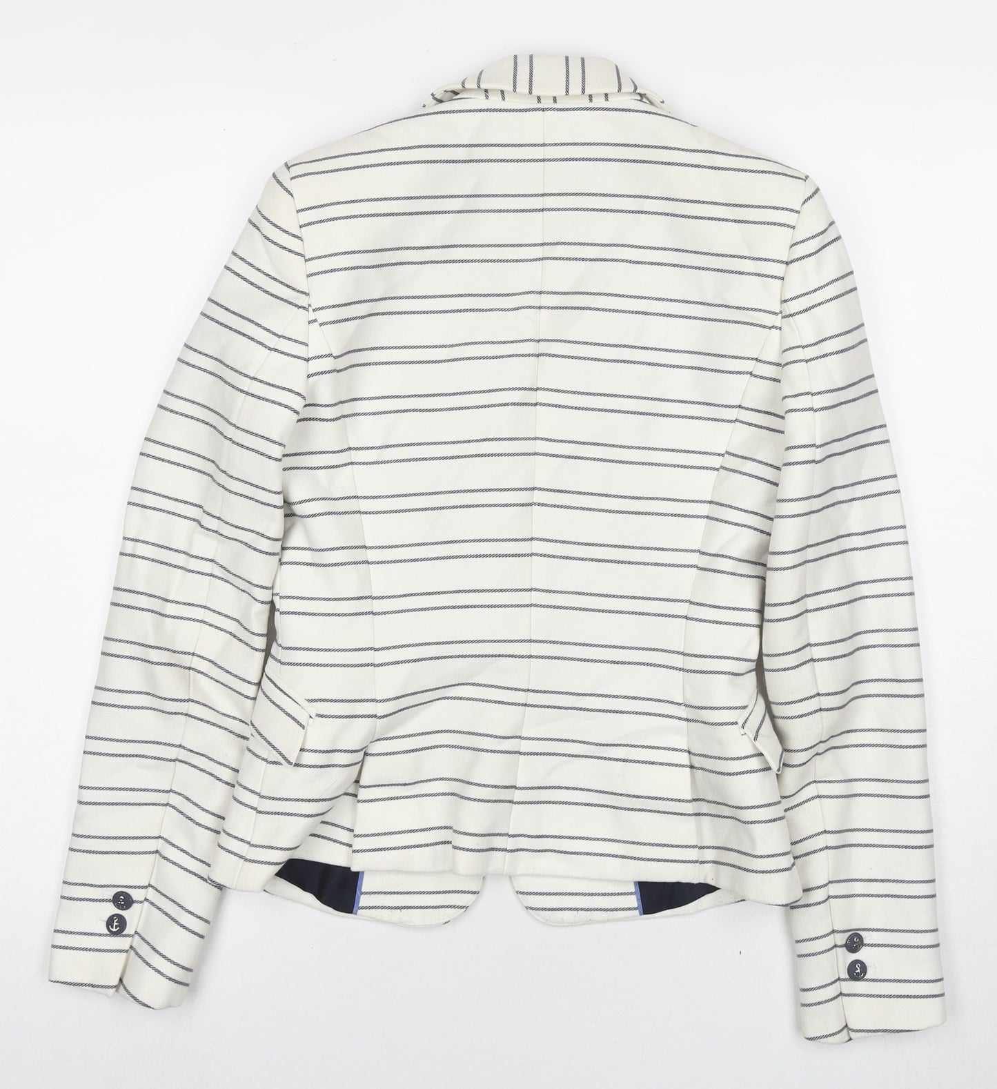 Zara Womens White Striped Jacket Blazer Size XS Button