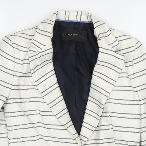 Zara Womens White Striped Jacket Blazer Size XS Button