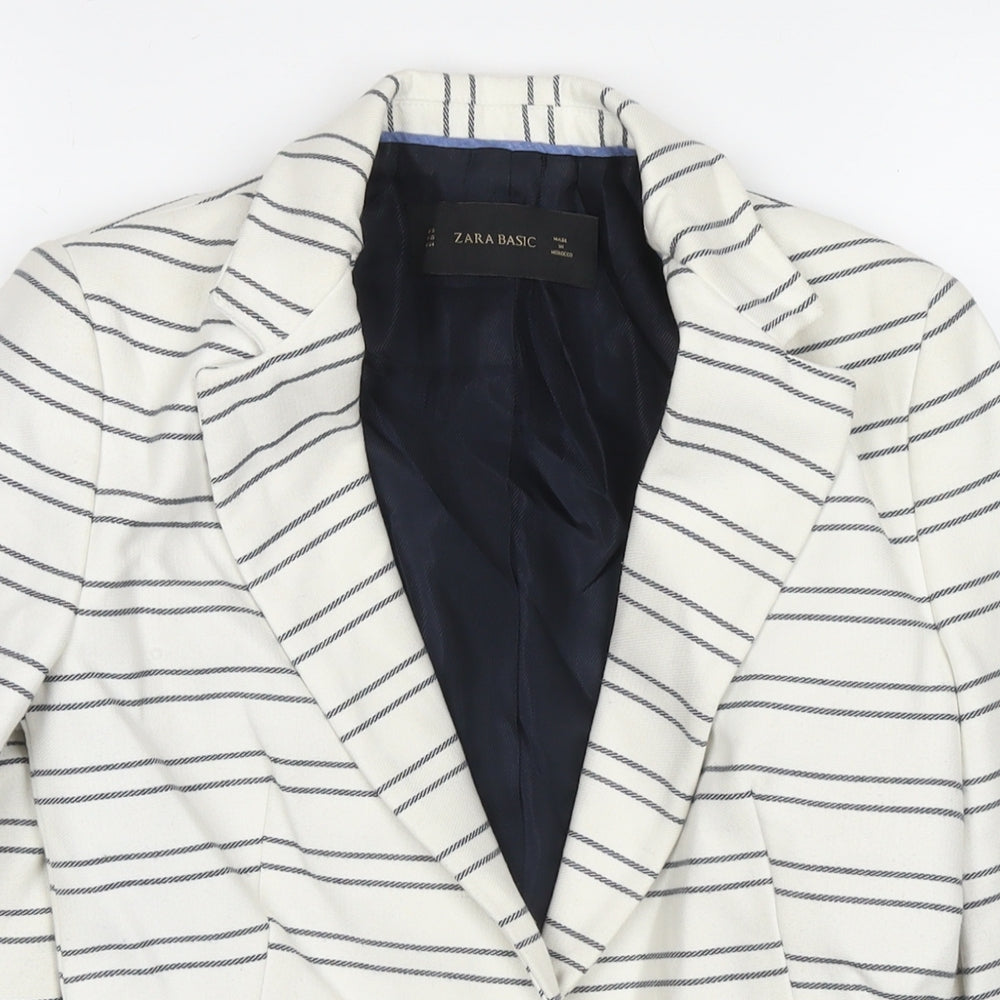 Zara Womens White Striped Jacket Blazer Size XS Button