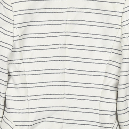 Zara Womens White Striped Jacket Blazer Size XS Button