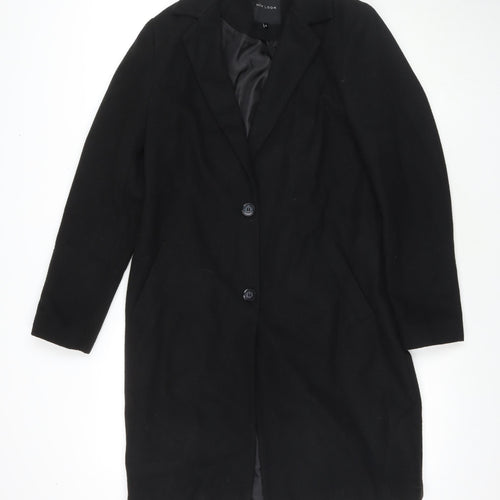 New Look Womens Black Overcoat Coat Size 8 Button