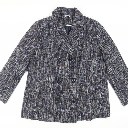 Classics Womens Blue Pea Coat Coat Size 18 Button