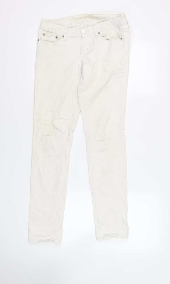 American Eagle Womens Ivory Cotton Skinny Jeans Size 30 in L31 in Regular Zip