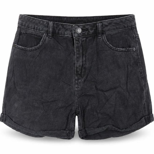 VERO MODA Womens Black Cotton Mom Shorts Size L L4 in Regular Zip