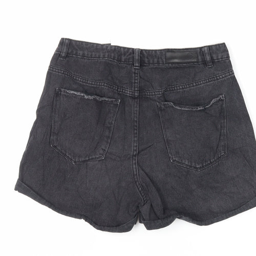 VERO MODA Womens Black Cotton Mom Shorts Size L L4 in Regular Zip