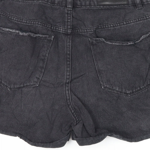 VERO MODA Womens Black Cotton Mom Shorts Size L L4 in Regular Zip