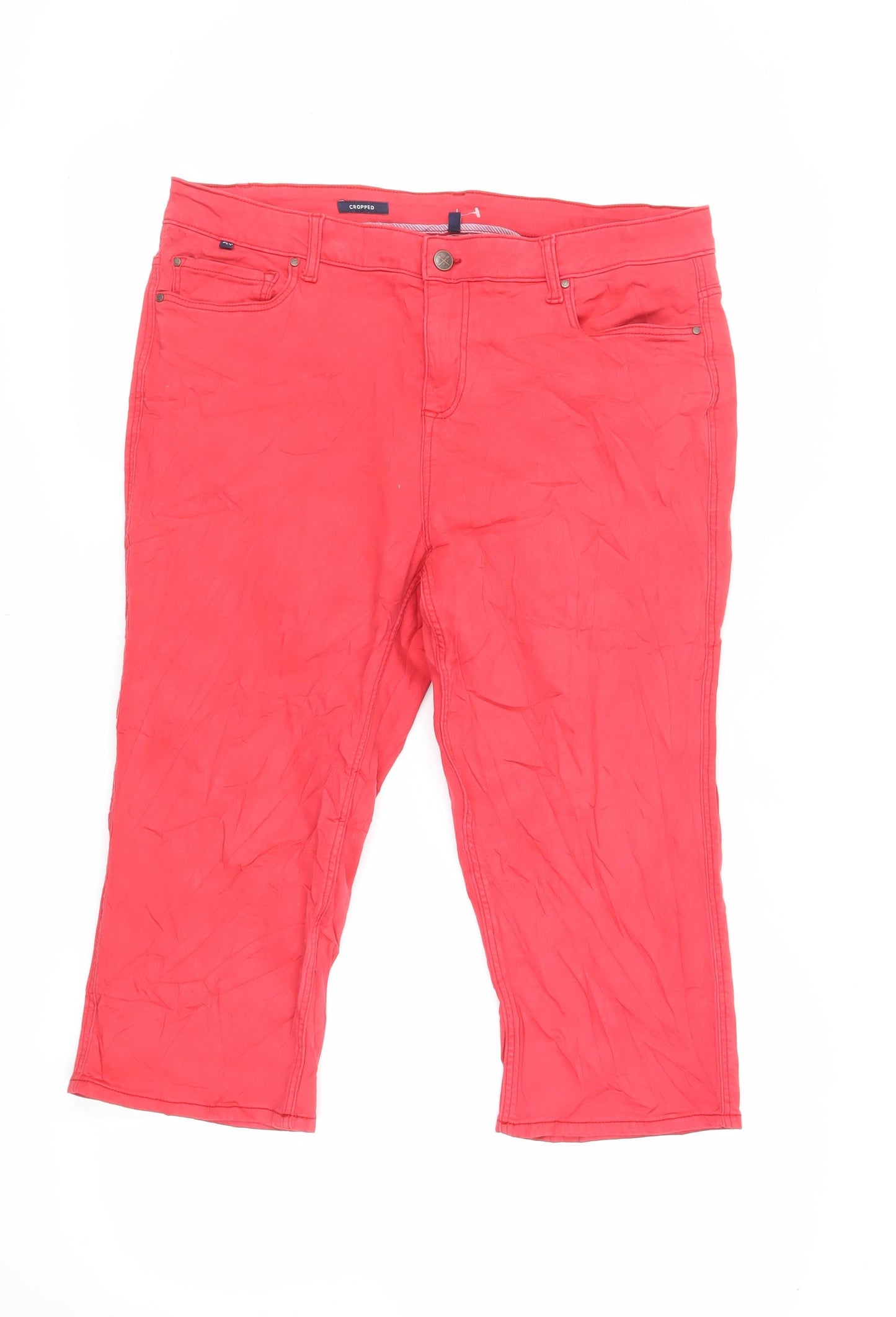 Crew Clothing Womens Red Cotton Cropped Jeans Size 16 L21 in Regular Zip
