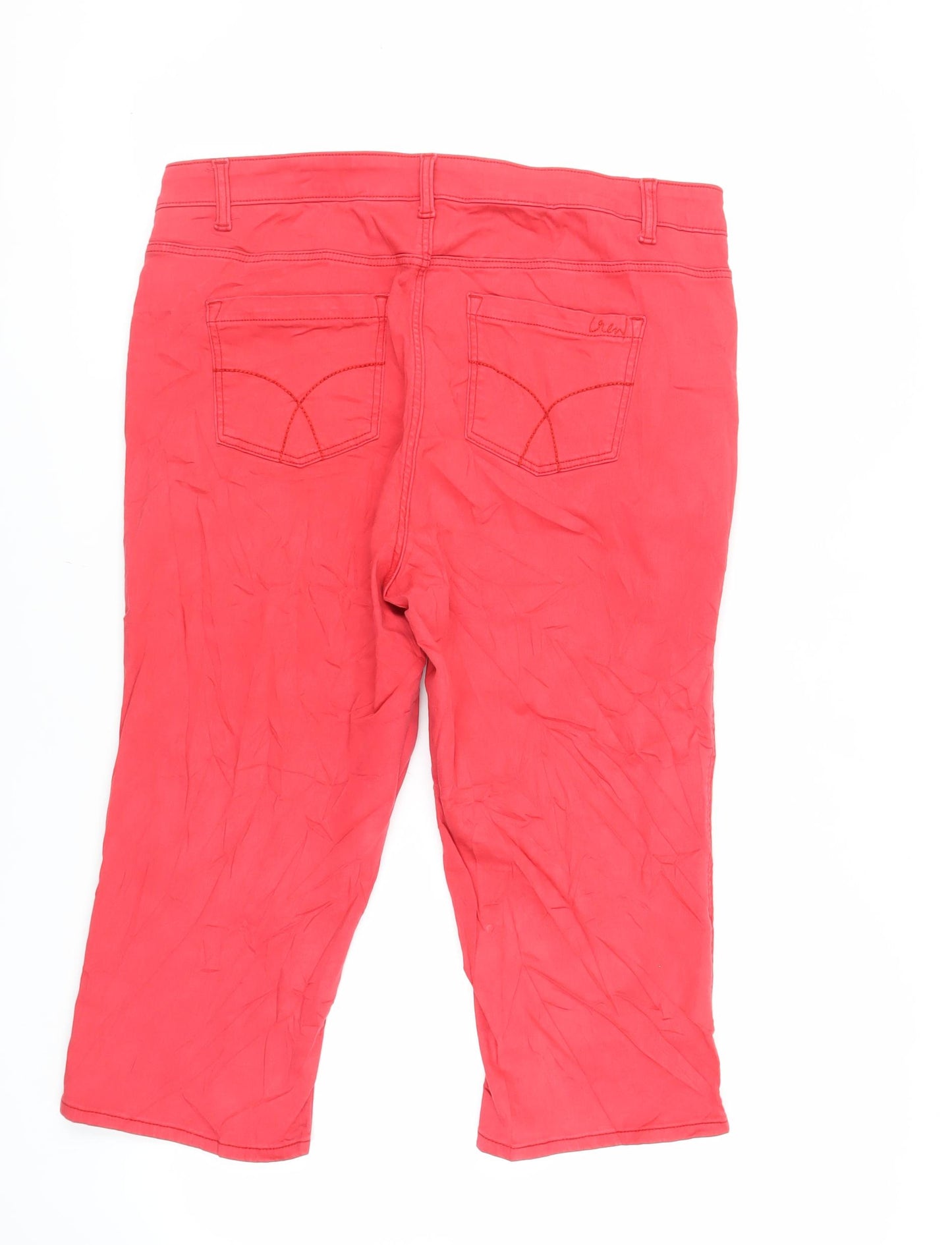 Crew Clothing Womens Red Cotton Cropped Jeans Size 16 L21 in Regular Zip