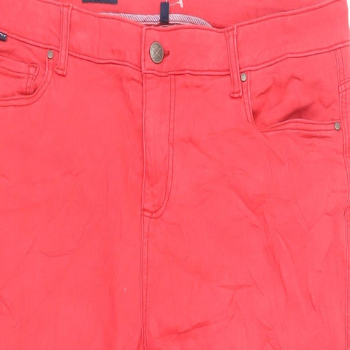 Crew Clothing Womens Red Cotton Cropped Jeans Size 16 L21 in Regular Zip