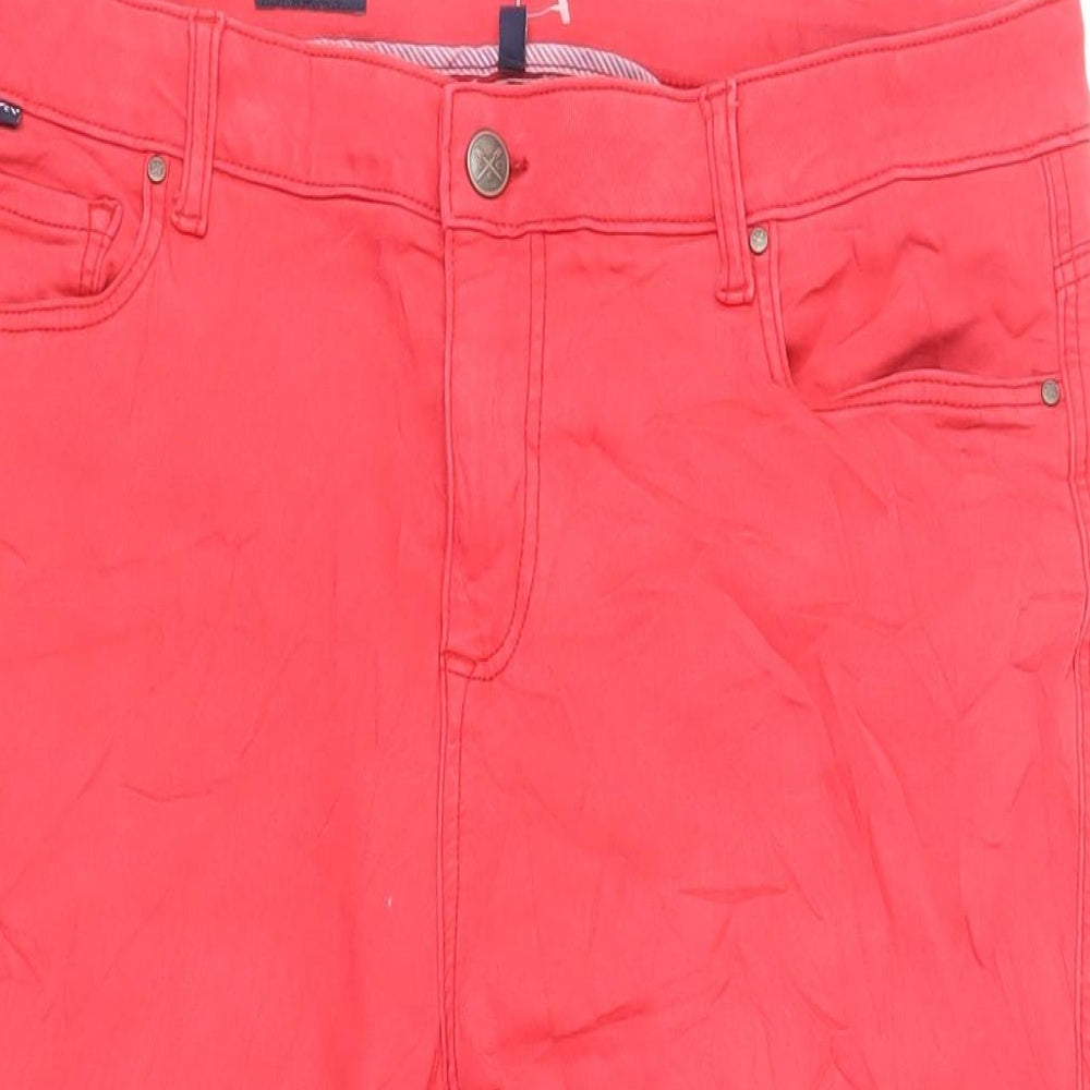 Crew Clothing Womens Red Cotton Cropped Jeans Size 16 L21 in Regular Zip
