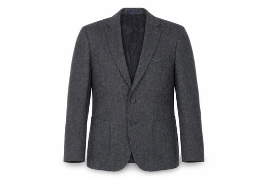 Front view of Marks & Spencer men’s blue polyester jacket blazer, size 40, regular