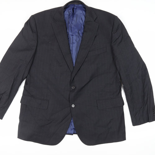 Marks and Spencer Mens Grey Striped Wool Jacket Suit Jacket Size 46 Regular