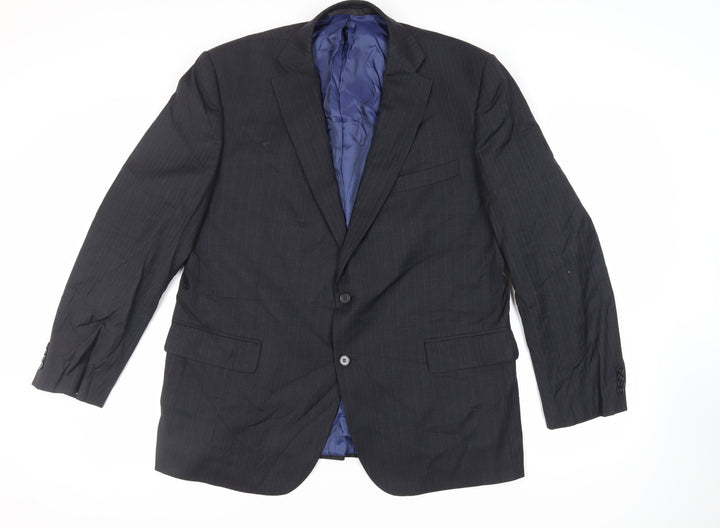 Marks and Spencer Mens Grey Striped Wool Jacket Suit Jacket Size 46 Regular