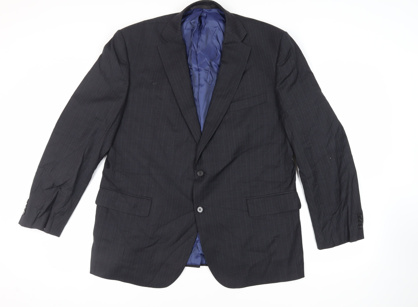 Marks and Spencer Mens Grey Striped Wool Jacket Suit Jacket Size 46 Regular