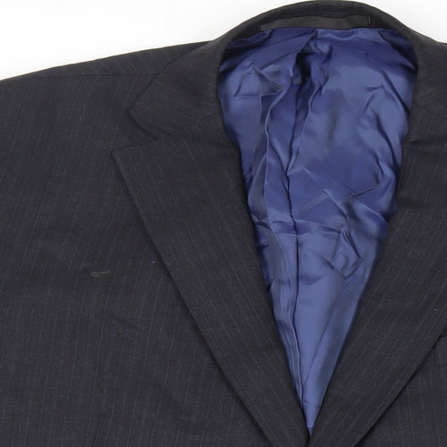 Marks and Spencer Mens Grey Striped Wool Jacket Suit Jacket Size 46 Regular