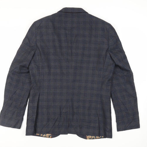 NEXT Mens Blue Plaid Polyester Jacket Suit Jacket Size 42 Regular