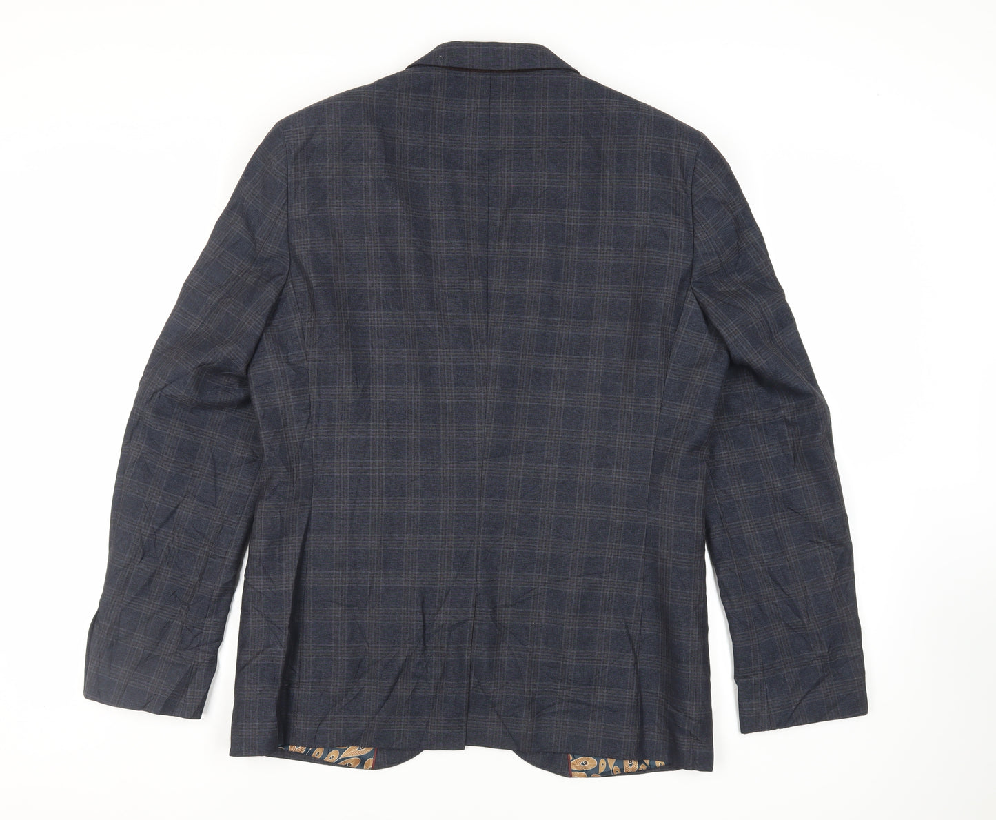 NEXT Mens Blue Plaid Polyester Jacket Suit Jacket Size 42 Regular