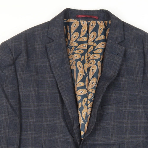 NEXT Mens Blue Plaid Polyester Jacket Suit Jacket Size 42 Regular
