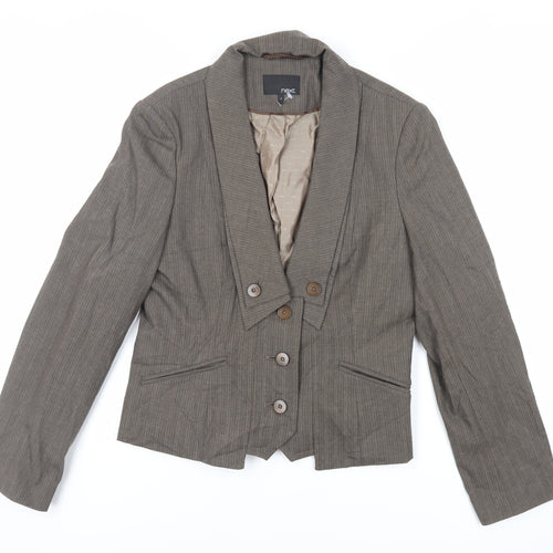 NEXT Womens Brown Striped Jacket Blazer Size 12 Button