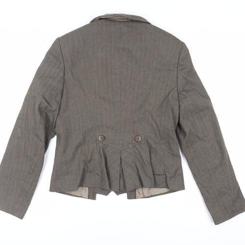 NEXT Womens Brown Striped Jacket Blazer Size 12 Button