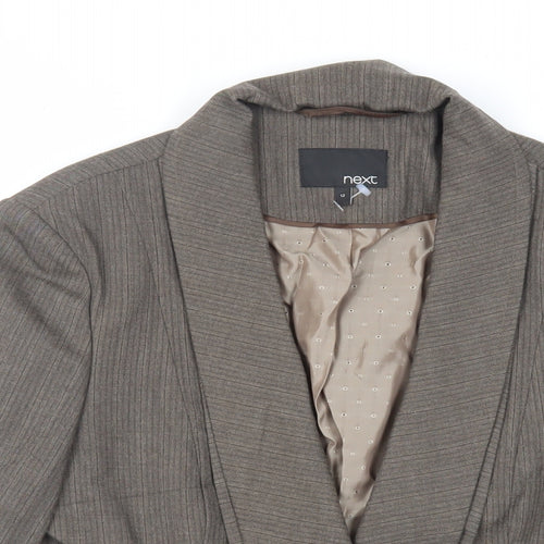 NEXT Womens Brown Striped Jacket Blazer Size 12 Button