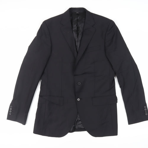 Marks and Spencer Mens Black Wool Jacket Suit Jacket Size 38 Regular