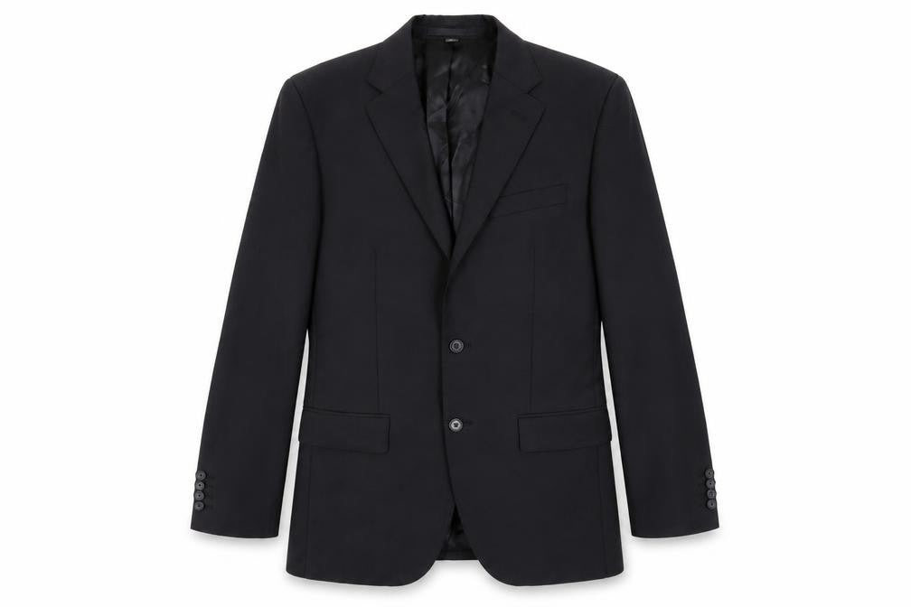 Front view of Marks & Spencer men’s black wool jacket suit jacket, size 38, regular