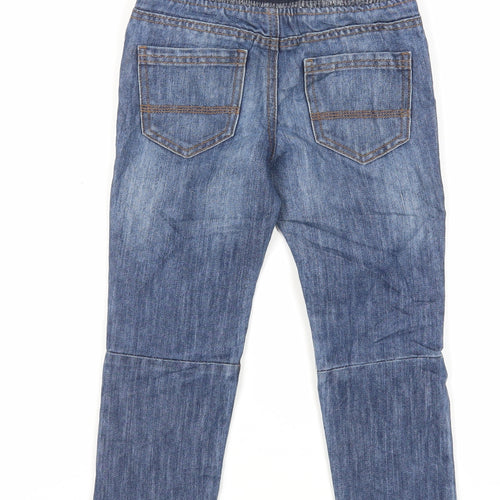 Denim & Co. Boys Blue Cotton Tapered Jeans Size 5-6 Years Regular Drawstring - Adjustable Waist