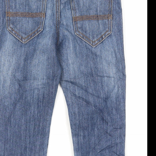 Denim & Co. Boys Blue Cotton Tapered Jeans Size 5-6 Years Regular Drawstring - Adjustable Waist