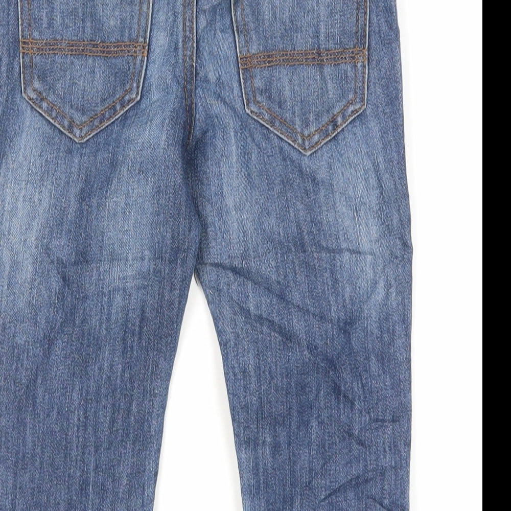 Denim & Co. Boys Blue Cotton Tapered Jeans Size 5-6 Years Regular Drawstring - Adjustable Waist