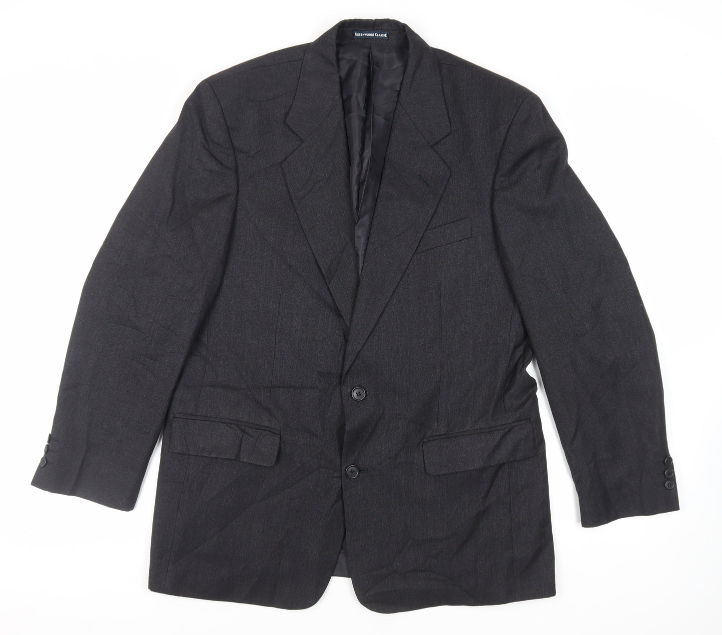 Greenwoods Mens Black Wool Jacket Suit Jacket Size 40 Regular