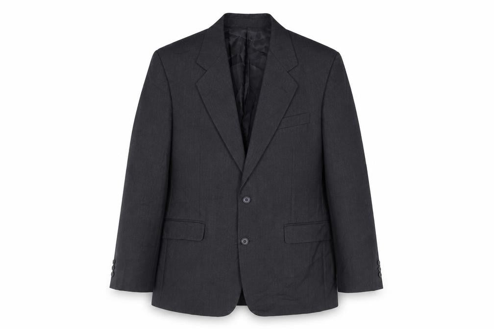 Front view of Greenwoods men’s black wool jacket suit jacket, size 40, regular