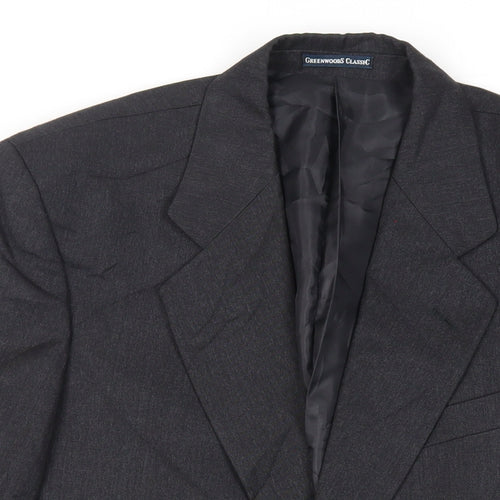 Greenwoods Mens Black Wool Jacket Suit Jacket Size 40 Regular