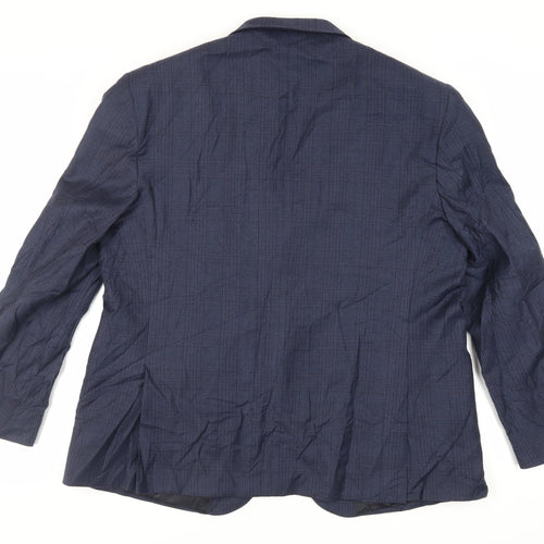 Marks and Spencer Mens Blue Plaid Wool Jacket Suit Jacket Size 46 Regular