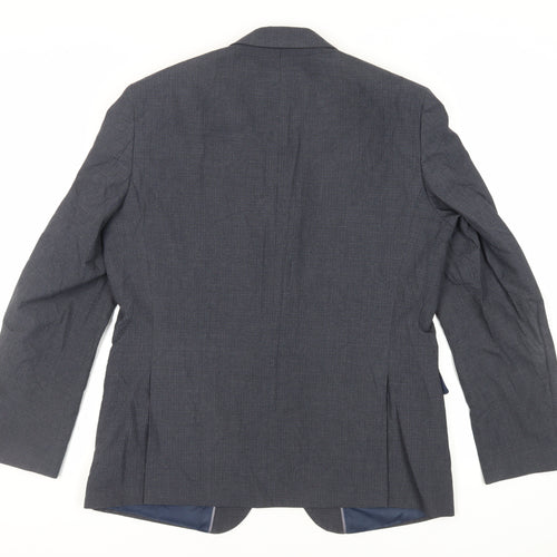 Marks and Spencer Mens Blue Plaid Polyester Jacket Suit Jacket Size 42 Regular