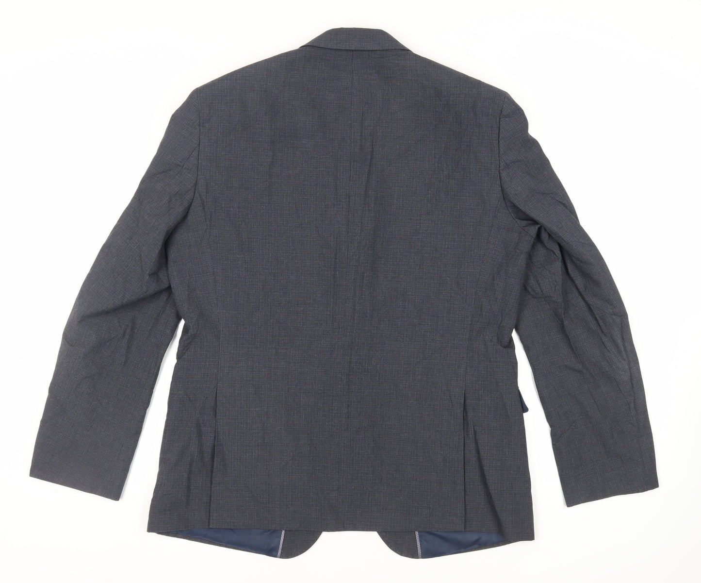 Marks and Spencer Mens Blue Plaid Polyester Jacket Suit Jacket Size 42 Regular