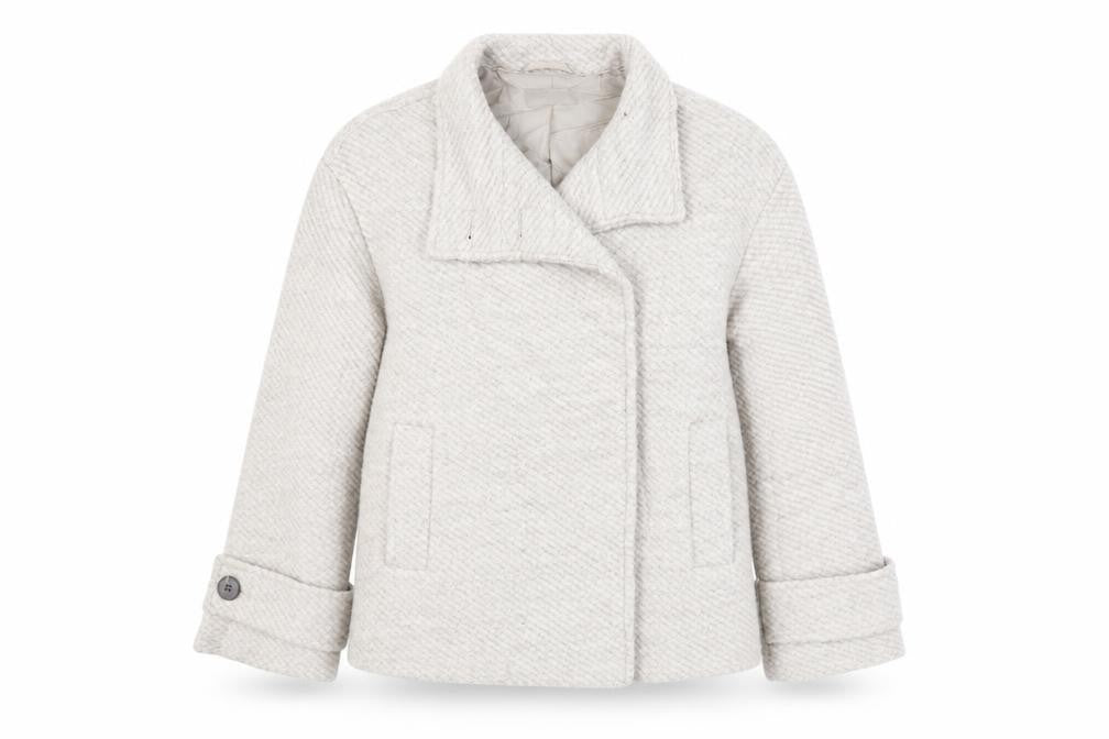 Front view of Marks & Spencer women’s grey jacket, size S, button