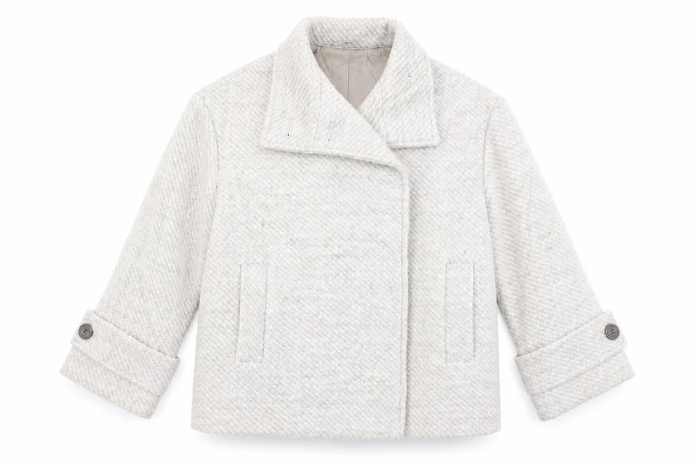 Front view of Marks & Spencer women’s grey jacket, size M, button