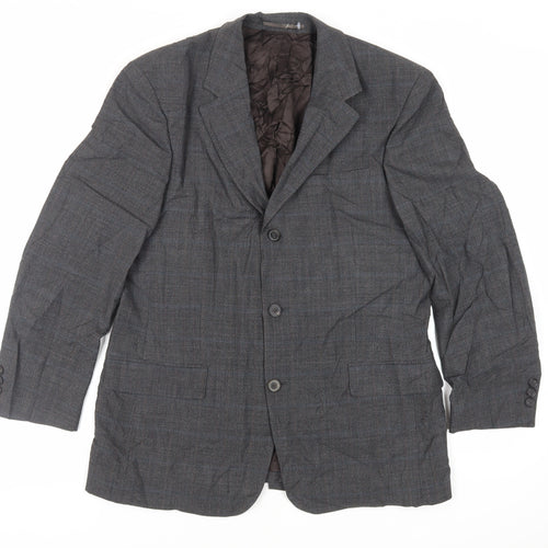 Woodhouse Mens Grey Plaid Wool Jacket Suit Jacket Size 40 Regular