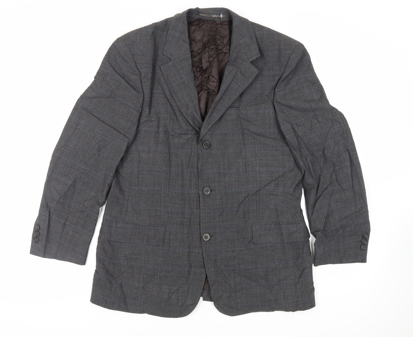 Woodhouse Mens Grey Plaid Wool Jacket Suit Jacket Size 40 Regular