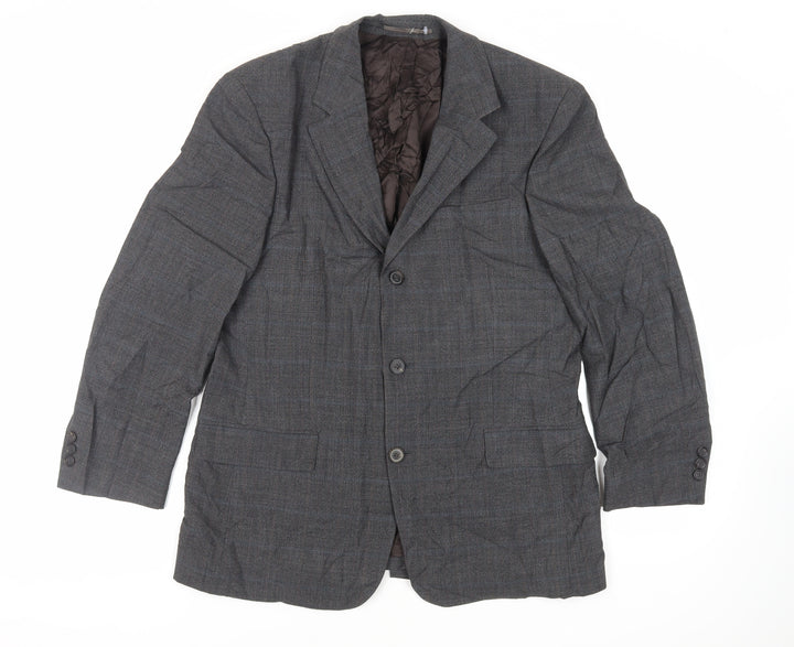 Woodhouse Mens Grey Plaid Wool Jacket Suit Jacket Size 40 Regular