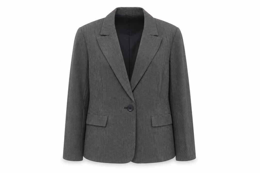 Front view of Next women’s grey jacket blazer, size UK 16, button