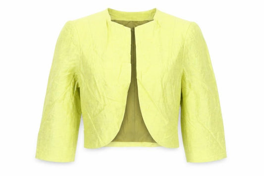 Front view of Mayfair House women’s green jacket, size UK 10, - open