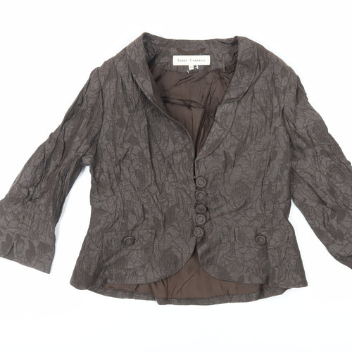 Paddy Campbell Womens Brown Floral Jacket Size 14 Button