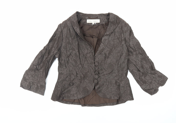 Paddy Campbell Womens Brown Floral Jacket Size 14 Button