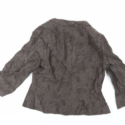 Paddy Campbell Womens Brown Floral Jacket Size 14 Button