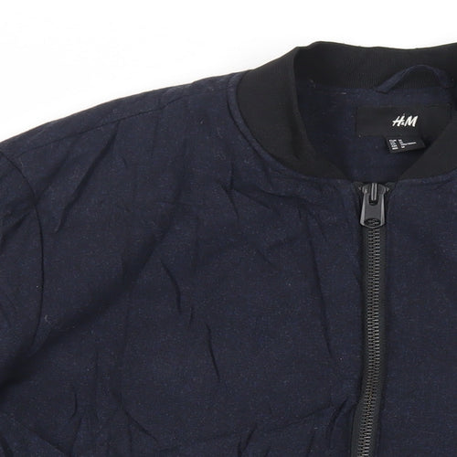 H&M Mens Blue Bomber Jacket Jacket Size M Zip