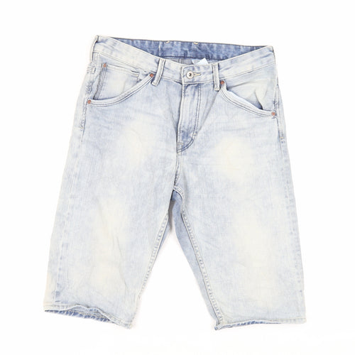 H&M Boys Blue Cotton Bermuda Shorts Size 13-14 Years Regular Zip